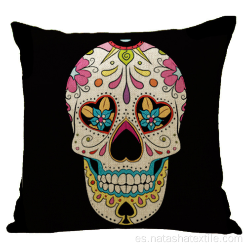 Funda de cojín Hot Linen Halloween Skull Pillow